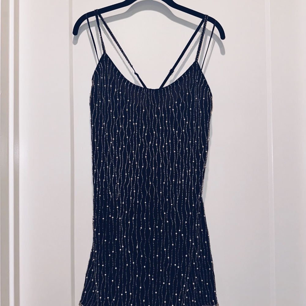 Chic beaded slip mini dress